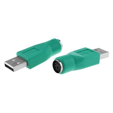 Imagem de Adaptador USB para PS2 RLECS 2 peças verde PS/2 fêmea para USB macho conversor adaptador para mouse e teclado