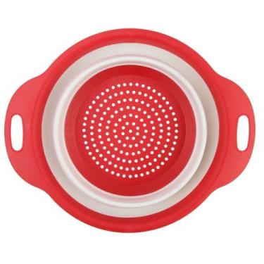 Imagem de Escorredor Retratil Silicone Multiuso Cozinha Vermelho 19cm Clink