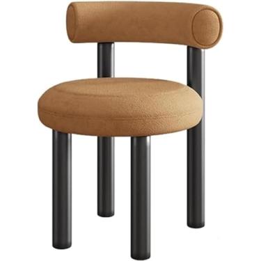 Imagem de Cadeira de jantar de veludo de cordeiro, cadeira de cozinha de luxo leve, cadeira de maquiagem, cadeira lateral com estrutura de metal resistente, cadeiras de lazer para restaurante, café, marrom,