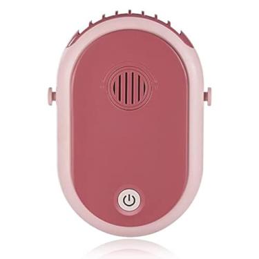 Imagem de Ventilador portátil para pendurar no pescoço com as mãos livres, ventilador pessoal recarregável usável USB com um cordão ajustável para mulheres, crianças, meninas, homens, viagens ao ar livre, acampamento (rosa)