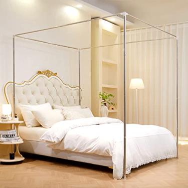Imagem de Mosqutent Cama de Dossel King Size, Postes de Cama de Aço Inoxidável, Estrutura de Dossel de Cama Espessa, Suporte de Estrutura de Cama de Dossel para Cama de Metal, Decoração de Q (Rei)