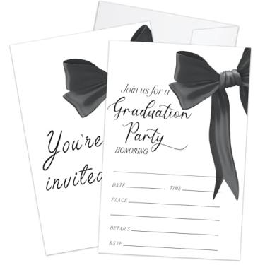 Imagem de Convites de formatura Bow 2025 Convites de festa de formatura com envelopes, cartão de convite de anúncios de formatura para ensino médio, universidade, mestrado, celebração de mestrado, suprimentos