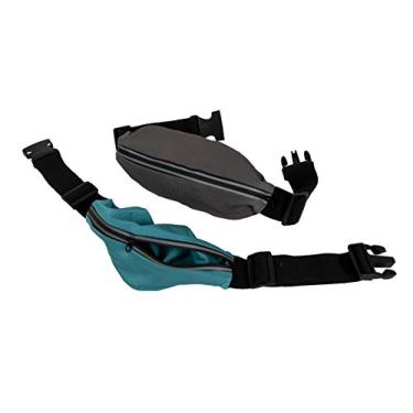 Imagem de EvriFit Pacote de quadril, cinto de hidratação ajustável sem salto, para homens e mulheres, pochete de corrida com bolso seguro com zíper, azul petróleo e cinza