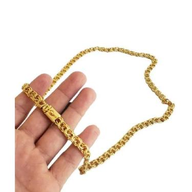 Imagem de Cordão Banhado Ouro 18K Friso Duplo 8Mm/70Cm Super Luxo - Mk Jóias