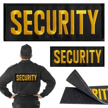 Imagem de Jongdari 2 peças de patch amarelo de segurança, bordado de gancho e laço para colete tático policial uniforme de guarda (1 peça pequena e 1 peça grande)