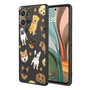 Imagem de HTXWXJC Capa de celular para Moto G75, capa para Motorola G75, à prova de choque, flexível, amortecedora, capa macia de TPU com estampa de cachorro para Motorola Moto G75 Black Dog
