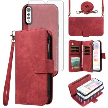 Imagem de Capa de telefone para LG Velvet 5G/LGVelvet Verizon G5 UW T-mobile 2020 Capa magnética destacável com protetor de tela de vidro temperado cordão transversal porta-cartão LM G900UM 4G Tmobile masculino