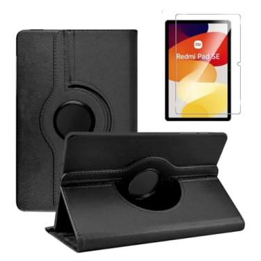 Imagem de Kit Capa Capinha Couro Giratória + Película de Vidro Temperado 9H para Tablet Redmi Pad SE