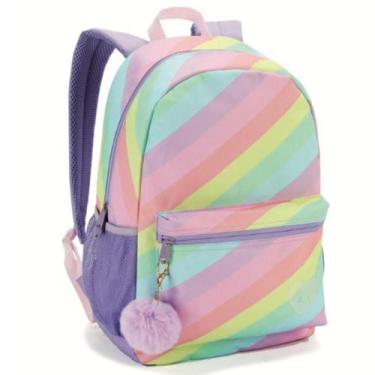 Imagem de Mochila Escolar Infantil Juvenil Feminina Colorida Espaçosa Denlex