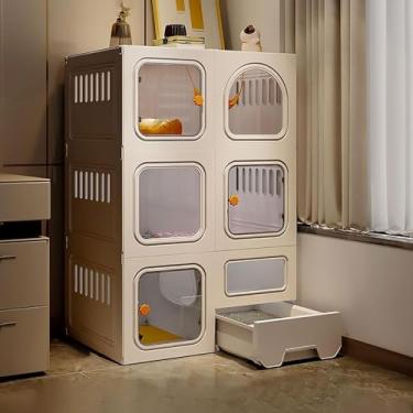 Imagem de Gaiola interna para gatos - cercadinho para gatos destacável para animais pequenos gabinete para gatos, cerca para gatos de 1-3 gatinhos, porquinho-da-índia, coelho e chinchila, com caixa de areia, 70