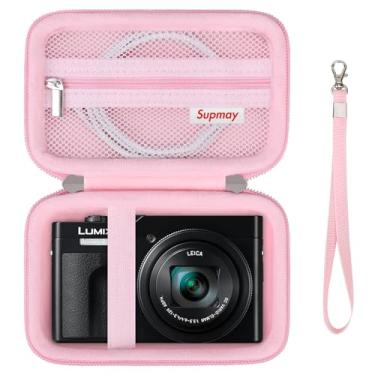 Imagem de Supmay Capa para câmera Panasonic LUMIX ZS99 Point and Shoot Camera/LX10 ZS200D ZS200 ZS80D ZS80 ZS100 ZS70 ZS60, bolsa protetora com bolso de malha para bateria, cabo de carregamento, rosa