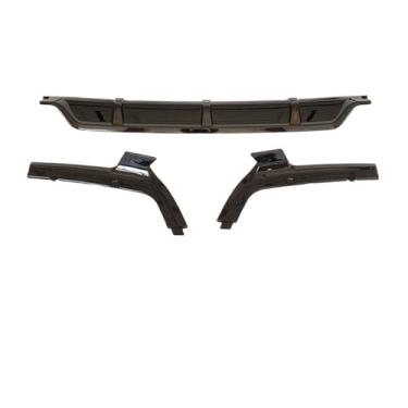 Imagem de Lábio difusor de para-choque traseiro compatível com BMW G07 X7 M Sport 2019-2020 ABS fibra de carbono look carro quadrado proteção de escapamento porta-malas spoiler placa guarnição(Glossy black)