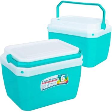 Imagem de Caixa Térmica Cooler 6L Com Alça Cerveja E Praia Verde Cooler Compacto e Segura Bebidas e Alimentos