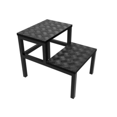 Imagem de Escada Multiusos Com 2 Degraus, Capacidade Para 200 Kg AçO Carbono Altura 34 Cm(Ferragem Preta Degrau Preto)