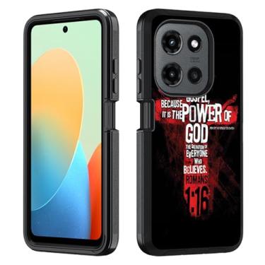 Imagem de BWOOLL Capa para Motorola Moto G 5G 2025 / Moto G Play 5G 2025, PC rígido híbrido 3 em 1 resistente e capa de proteção contra quedas de silicone macio à prova de choque, cruz cristã versículo da