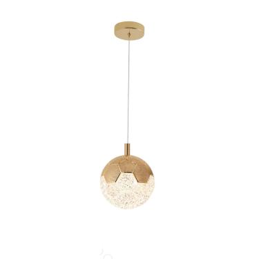 Imagem de Pendente Globo de Metal Dourado Cristal 15cm Led 8W 3000K Bivolt