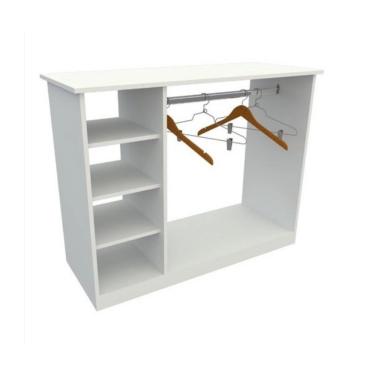 Imagem de Balcão Expositor Arara Central Com Cabideiro e Nichos Para Loja G2 Branco Cód.411