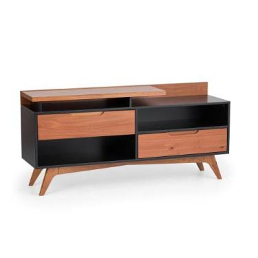 Imagem de Rack para TV Até 60 polegadas 2 gavetas 2 nichos Em Madeira e MDF Pret