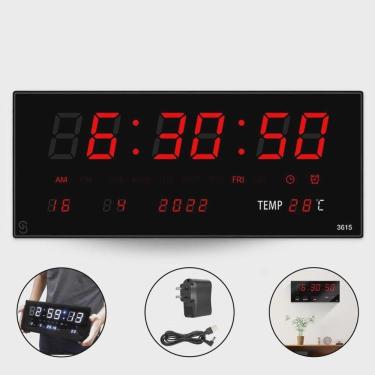 Imagem de Super Relógio Parede Led Digital Grande 36Cm Termômetro Data