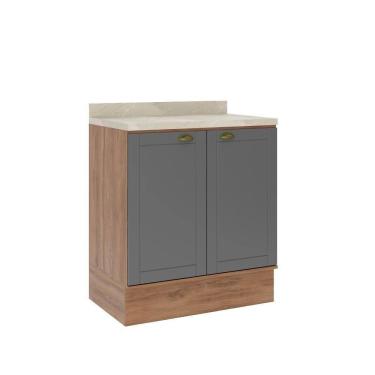 Imagem de Balcão Milla 2 Portas Nogueira Cinza 80cm Carraro