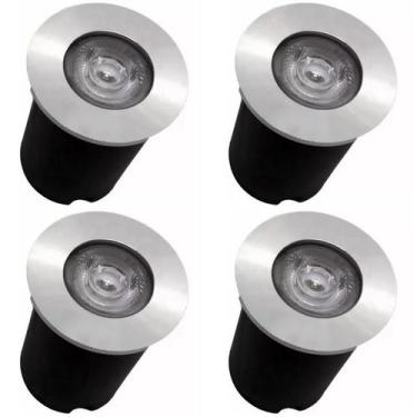 Imagem de Kit 4x Balizador Blindado Piso LED 1W IP67 Bivolt Branco Quente - Gala