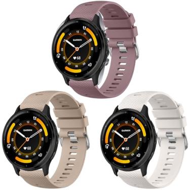 Imagem de Meliya Pulseira de relógio Garmin Venu 3/Venu 2/Vivoactive 4 feminina e masculina, pulseira de silicone macio de 22 mm para relógio inteligente Forerunner 745/265/255 (SmokeViolet+MilkTea + Starlight)