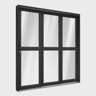 Imagem de Porta de Aço de Correr Lateral com Travessa 3 Folhas 213x150cm Aço Pronto Riobras