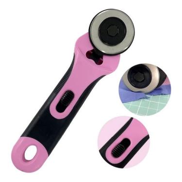Imagem de Cortador Circular 45mm Rosa Com Cabo Emborrachado Papel Tecido Eva Patchwork