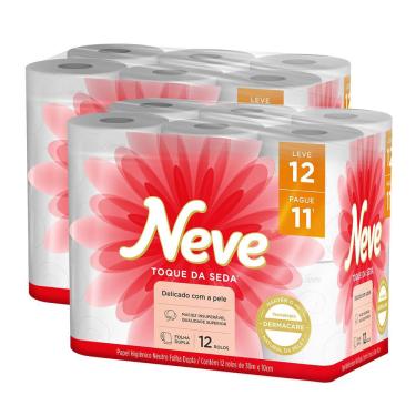 Imagem de Kit 2 Papel Higiênico Neve Toque de Seda Folha Dupla 12un cada