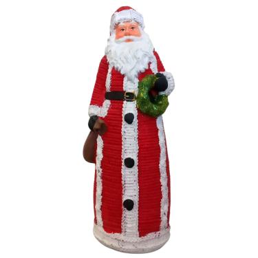Imagem de Papai Noel Enfeite Natalino Com Guirlanda 23,8cm Resina