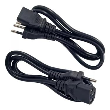 Imagem de Kit Com 2 Cabo De Força Energia Preto Novo Tripolar Padrão Brasileiro 3 Pinos 1,5 Metros - Ideal Para Computador, PC, Monitor, Impressora, Fonte e Eletrodomésticos
