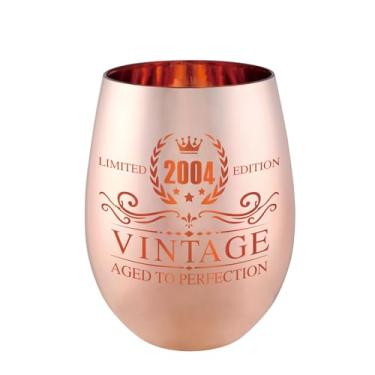 Imagem de xilaxila Presentes de aniversário de 21 anos para ela - Taça de vinho vintage 2004 - Decorações de aniversário para mulheres, ideias engraçadas de presente de aniversário de 21 anos para mulheres