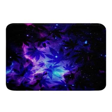 Imagem de Tapete de banheiro de maconha com folhas de cannabis, tapete de banheiro 40,64 cm (L) x 61,98 cm (C), tapete de banho macio salsicha, tapete de pelúcia antiderrapante absorvente para decoração de quarto, sala de estar