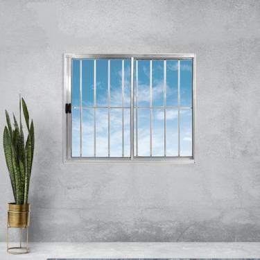 Imagem de Janela Alumínio de Correr 120x150cm 2 Folhas com Grade Plus Lux Esquad