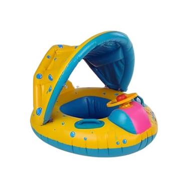 Imagem de Boia infantil Fralda com Cobertura para bebê Barquinho inflável Criança Volante Carrinho Buzina