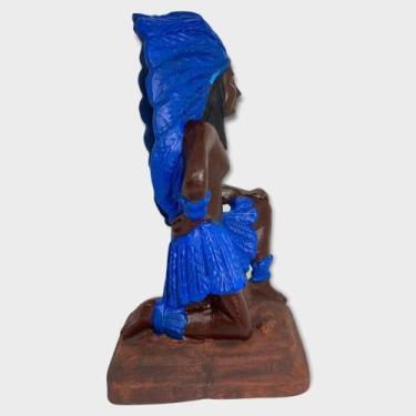 Imagem de Escultura Caboclo Pena azul 23 cm resina - Lua Mistica