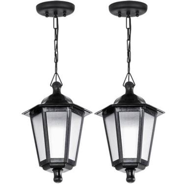Imagem de Kit 2 Pendentes Luminária Teto Gregos Colonial Clássica Vintage Retro Preto E27