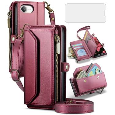 Imagem de Capa de telefone para iPhone 16e/SE 2025/SE 4 capa carteira com zíper com protetor de tela de vidro temperado e flip RFID bloqueio de cartão celular i Phone16e i16e 16 e SE4 4ª geração 16eCase