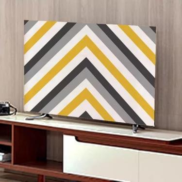 Imagem de Capa contra poeira de TV interna para LED LCD, pano geométrico de capa de TV de linha reta, capa de tela artística de poliéster à prova de poeira - D||65 polegadas