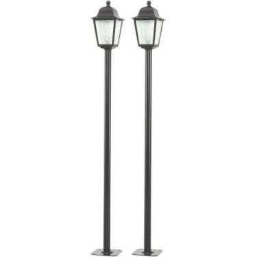 Imagem de 2 Luminárias de Chão para Jardim Pretas Postes Coloniais Dital Linha S
