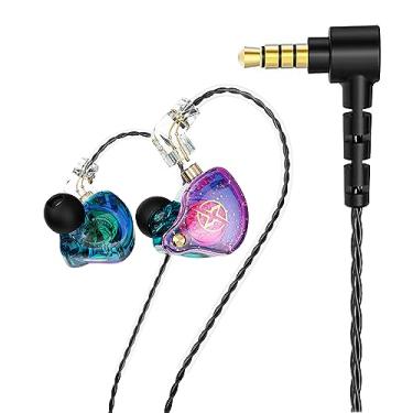 Imagem de FEDAI DX2 Melody in Ear Monitors Fones de ouvido com fio IEM HiFi Bass, fone de ouvido esportivo dinâmico com driver duplo com cabo TPE para músicos, cantores, no palco, estúdio e academia (roxo sem