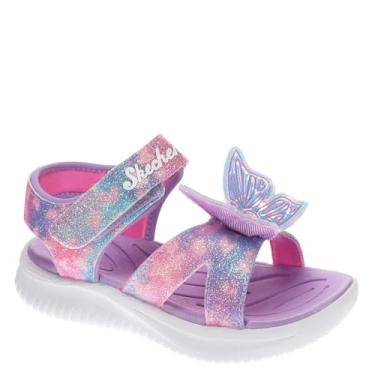 Imagem de Skechers Sandália de salto para meninas - Butterfly Brites, Lavanda/Multi, 22