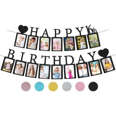 Imagem de Banner de fotos Sweet 16 Birthday Decorations PartyHooman Black