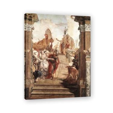 Imagem de Impressão em tela The Meeting of Anthony Giovanni Battista Tiepolo – Obra-prima rococó barroca, pintura escolar de Veneza, pintura a óleo decorativa para galeria doméstica 80 x 104 cm