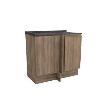 Imagem de Balcão Cozinha p/ Cooktop c/ Tampo Maxxi G748 Canto Reto c/ 1 Porta 80cm Nogal/Cinzel - Kappesberg