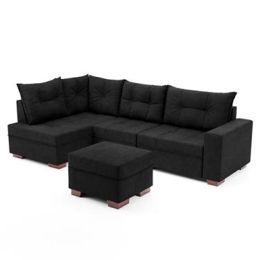 Imagem de Sofá de Canto 7 Lugares Glória Suede Preto - Modern