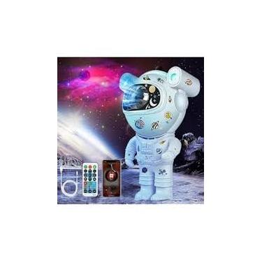 Imagem de projetor de Luz de Galáxia em Forma de Astronauta, Projetor Space Buddy, Luz Noturna para Quarto, Controle Remoto, Bluetooth e Temporizador, Projetor de Estrelas no Teto, para Crianças e Adultos.