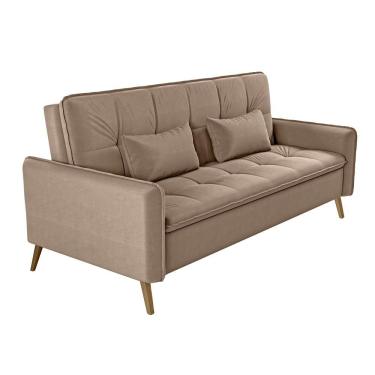Imagem de Sofá-Cama Donna Em Veludo Com Pés Palito Matrix Capuccino