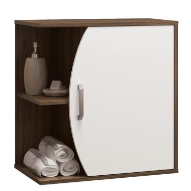 Imagem de Armário Balcão Gabinete Para Banheiro 60Cm Branco Nogal