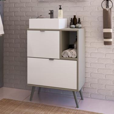 Imagem de Gabinete Com Pés Para Banheiro Sem Cuba Nordic Branco/Argento